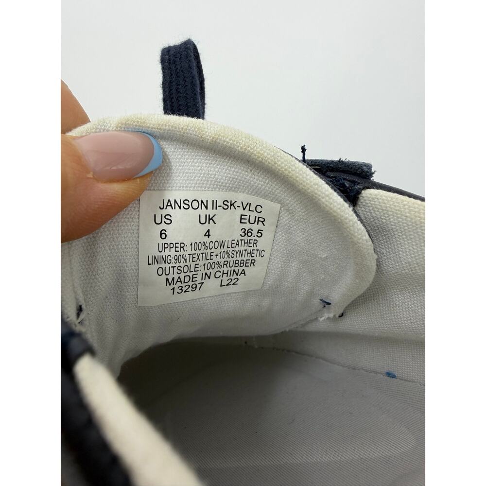 Ralph Lauren Womens Jason II Leather Sneakers Size 6 Navy Gold Logo Retro Preppy - Picture 8 of 9